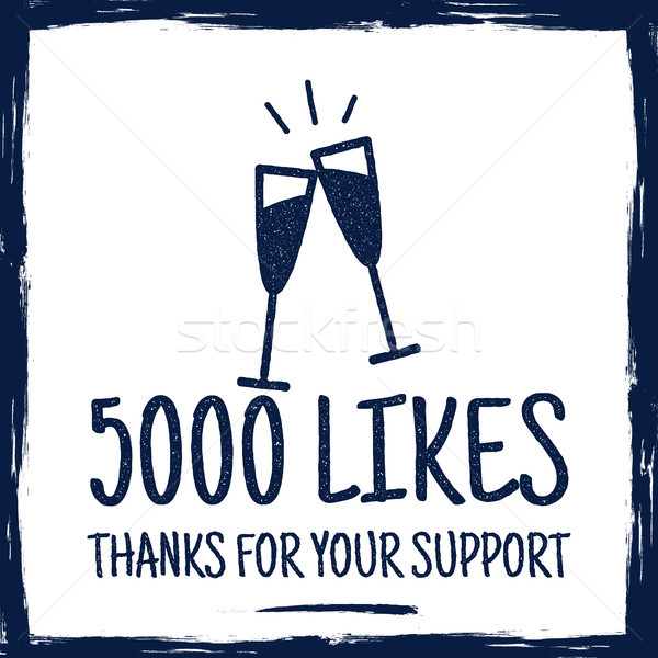 Vintage Thank you badges. Social media Followers label and likes sticker. Handwriting lettering - th Stock photo © JeksonGraphics