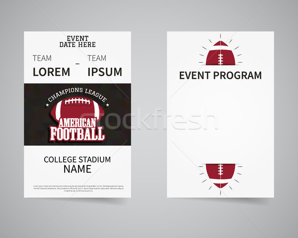 American football back and front flyer template design. Usa Sport brand identity letterhead. Event P Stock photo © JeksonGraphics