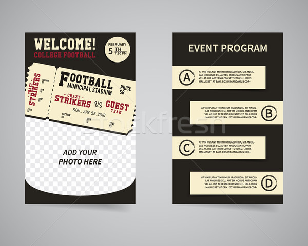 American football week end game back and front flyer template design. Usa Sport brand identity lette Stock photo © JeksonGraphics