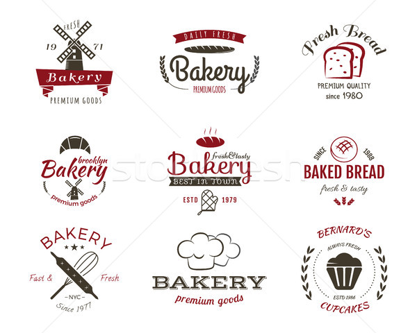 Set of bakery labels, icons, badges and design elements, symbols. Fresh bread, cakes logo templates. Stock photo © JeksonGraphics
