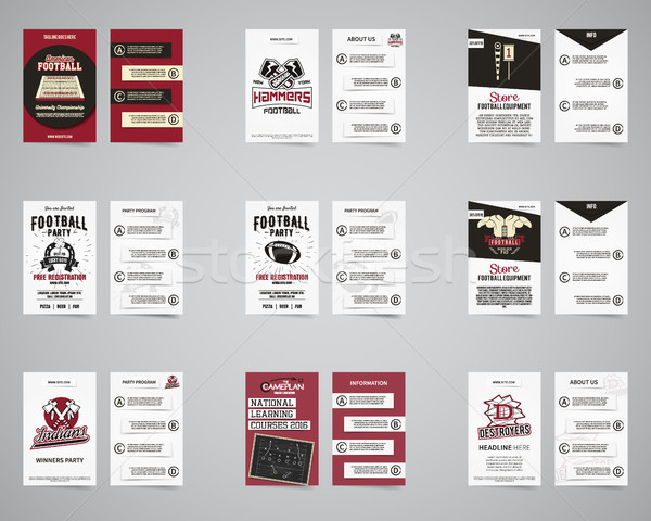American football brochure set. Flyer templates design collection. Usa Sport brand identity letterhe Stock photo © JeksonGraphics