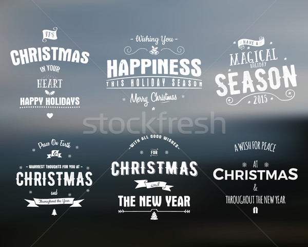 Vidám karácsony gyűjtemény kívánságok vektor clipart Stock fotó © JeksonGraphics