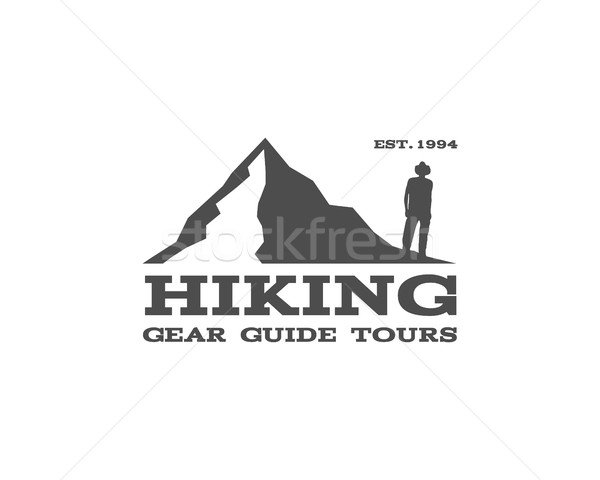 Outdoor, hiking, travel badge, label. Tourism emblem. Can be used as logo for camping shop, mountain Stock photo © JeksonGraphics