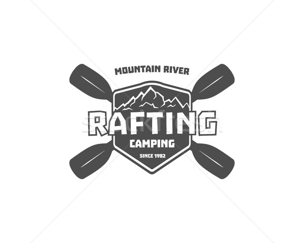 Vintage rafting kajakken kamp logo Stockfoto © JeksonGraphics