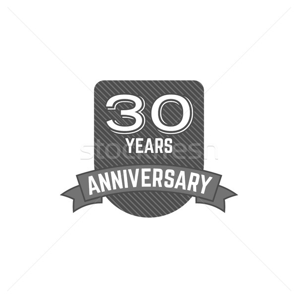 30 years Anniversary badge, sign and emblem with ribbon and typography elements. Flat design with sh Stock photo © JeksonGraphics