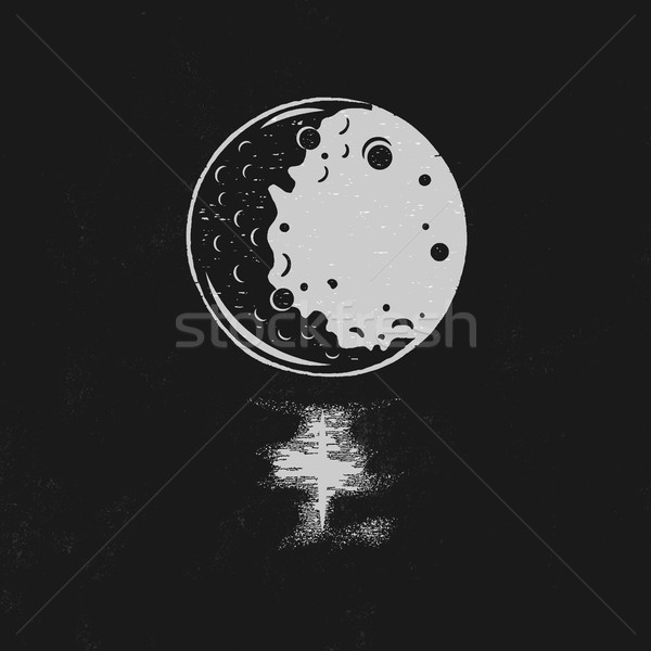 Vintage hand drawn Moon illustration with lunar path isolated on black background. Perfect for t-shi Stock photo © JeksonGraphics