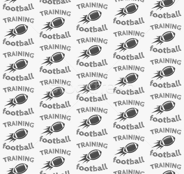 American football ball rocket seamless pattern in retro monochrome style. with training text. Sports Stock photo © JeksonGraphics