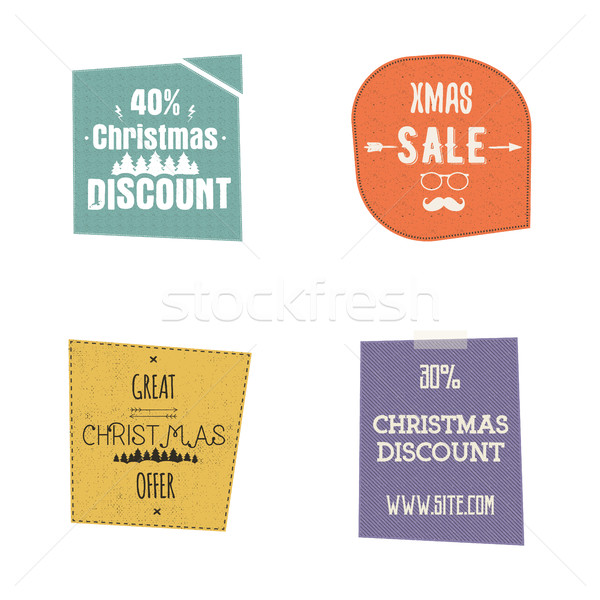 Set of Christmas, and new year sale labels, tags with a winter holiday symbols. Vector design Stock photo © JeksonGraphics