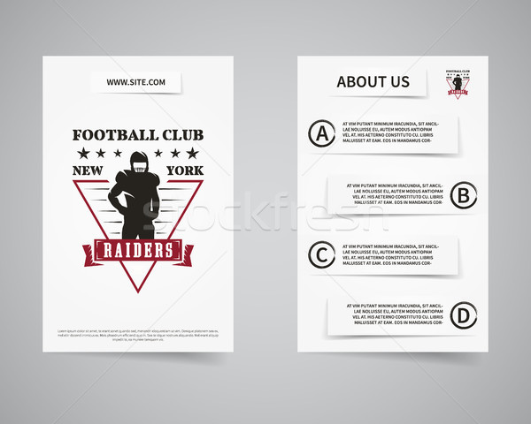 American football raiders team back and front flyer template design. Usa Sport brand identity letter Stock photo © JeksonGraphics