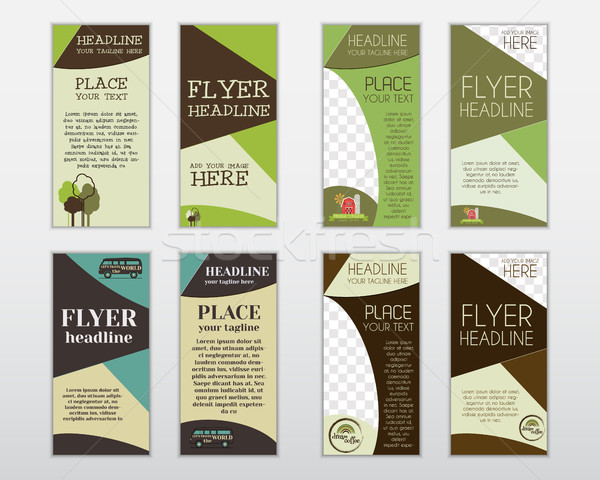 Set of flyer layout templates. Organic, farm fresh, rv, holiday park, coffee concepts. Easy to custo Stock photo © JeksonGraphics