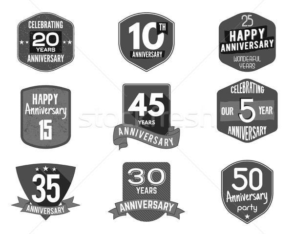 Anniversary badges, signs and emblems collection in different style - retro design, flat. Easy to ed Stock photo © JeksonGraphics