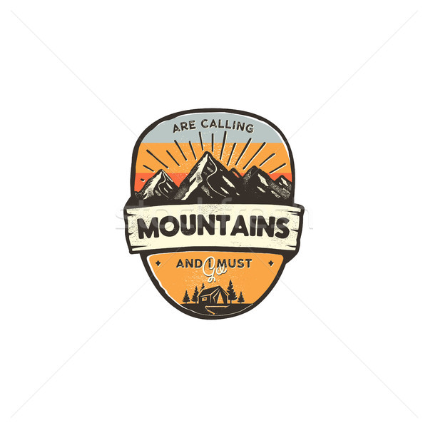 [[stock_photo]]: Voyage · conception · de · logo · rétro · couleurs · style · montagne