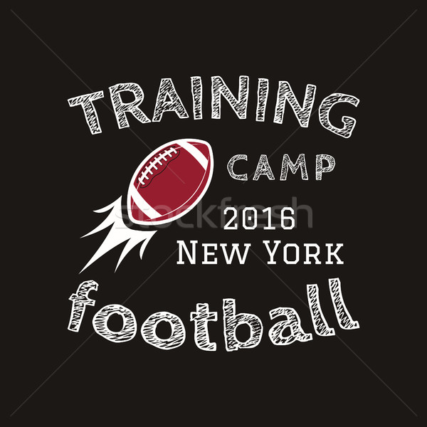 Stock photo: American football training camp logotype, emblem, label, badge in retro color style. Graphic vintage