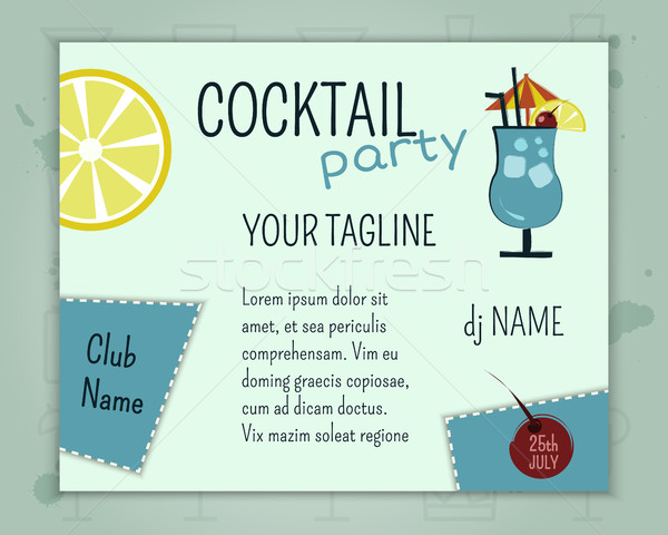 summer cocktail party poster and banner layout template with banner layout template