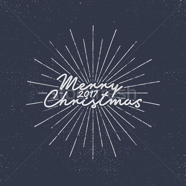 Merry Christmas 2017 lettering. Holiday typography Vector Illustration. Letters composition with sun Stock photo © JeksonGraphics