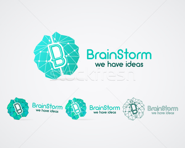 Burza mózgów logo zestaw mózgu tworzenie pomysł Zdjęcia stock © JeksonGraphics