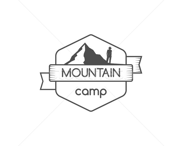 Stockfoto: Vintage · berg · camping · badge · outdoor · logo