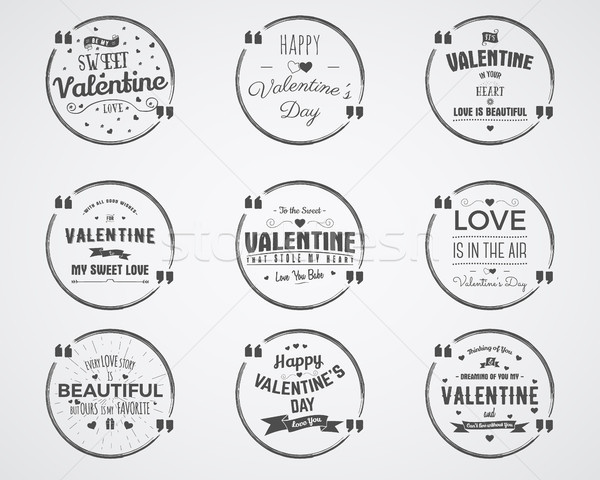 Vector photo overlays, hand drawn lettering collection, inspirational quote. Valentine day badges se Stock photo © JeksonGraphics