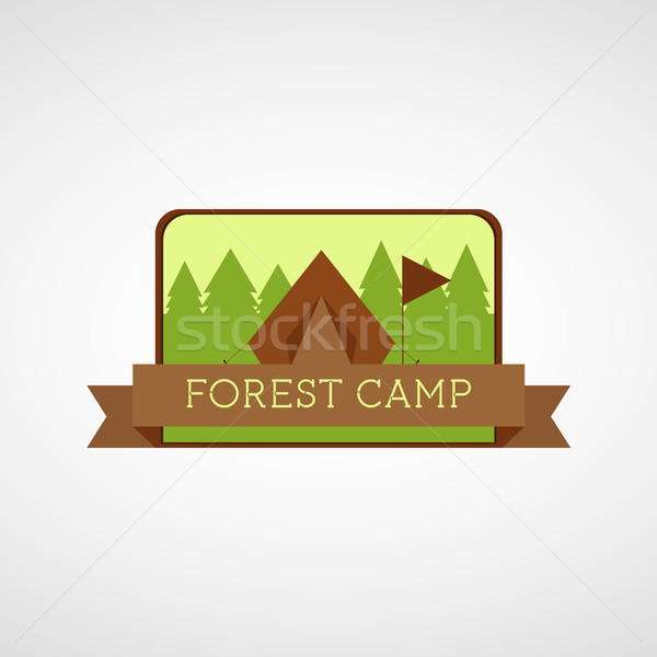 Bos camping logo wildernis avontuur badge Stockfoto © JeksonGraphics