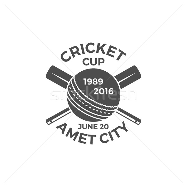 Stock foto: Cricket · Tasse · Emblem · Design · Elemente · Turnier