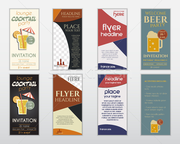 Set of flyer layout templates. Cocktail lounge party, business management consulting, france 2016, b Stock photo © JeksonGraphics