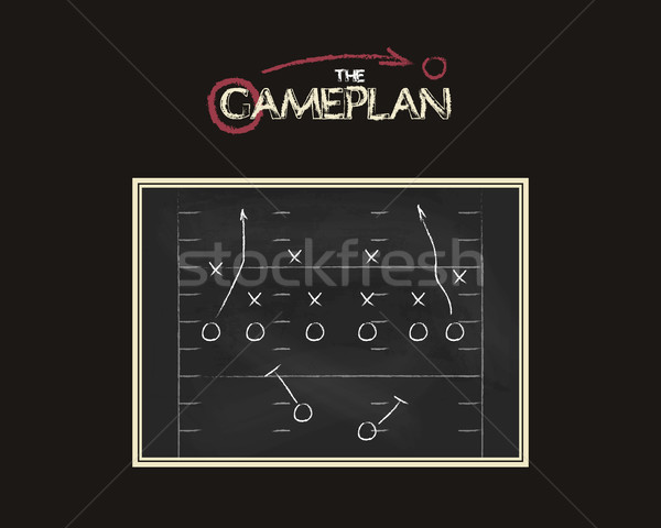American football field background with game plan blackboard. Chalkboard unusual design. Sports tact Stock photo © JeksonGraphics