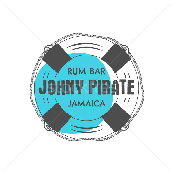 Vintage handcrafted rum bar label, emblem. Vector sign - johny pirate, Jamaica. Sketching filled sty Stock photo © JeksonGraphics