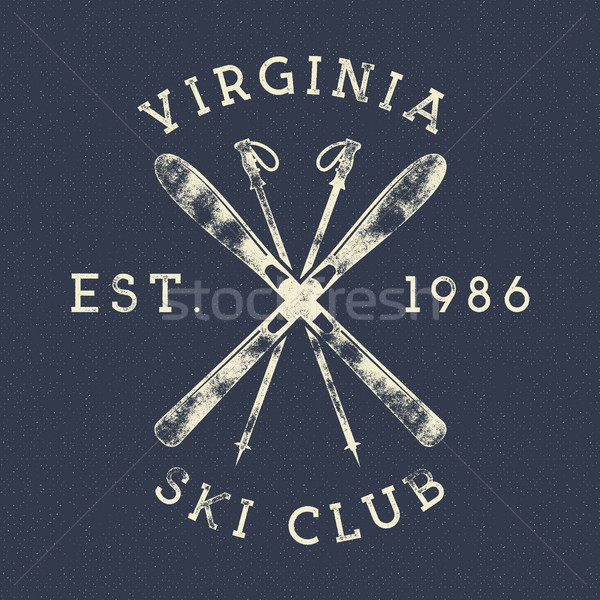 [[stock_photo]]: Hiver · sport · ski · club · étiquette · vintage