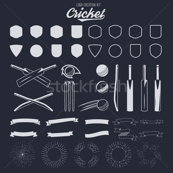 Krikett logo teremtés készlet sportok dizájnok Stock fotó © JeksonGraphics