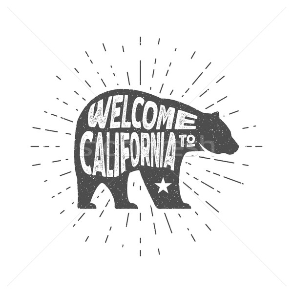 Vintage California Republic bear with sunbursts. Welcome to California sign. Grunge effect. Isolated Stock photo © JeksonGraphics