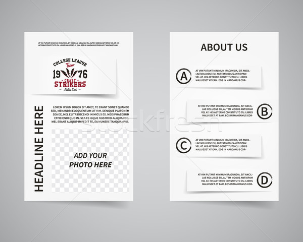 American football college team back and front flyer template design. Usa Sport brand identity letter Stock photo © JeksonGraphics