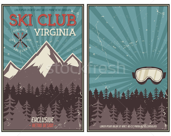 Retro summer or winter holiday poster. Travel and vacation brochure. Camping promotional banner. Vin Stock photo © JeksonGraphics