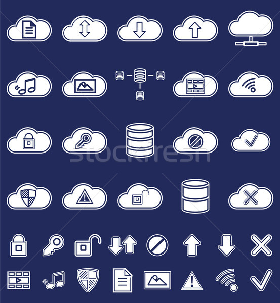 Silhouet wolk opslag gegevens analyse netwerk Stockfoto © JeksonGraphics