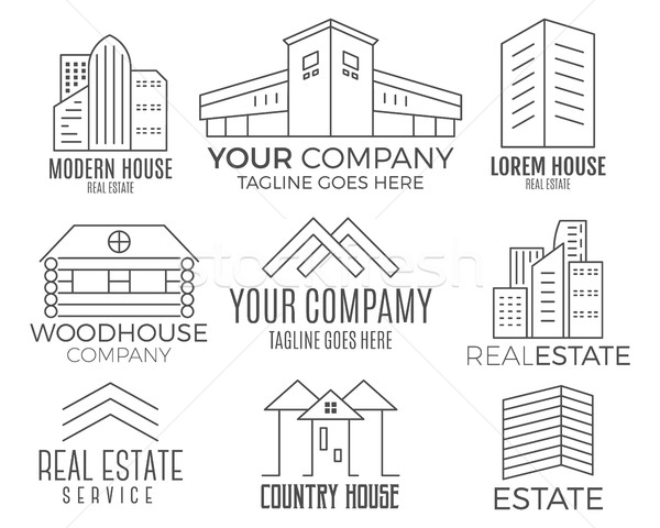 Vecteur maison logo dessins immobilier Photo stock © JeksonGraphics