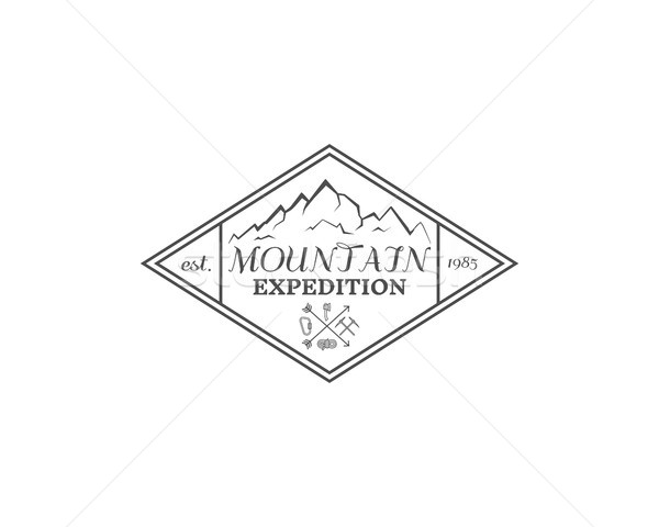 Summer mountain camp badge, logo, label and icon template. Travel, hiking, climbing style. Outdoor e Stock photo © JeksonGraphics