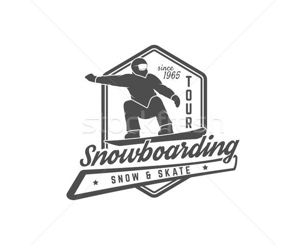 Snowboard logo étiquette modèle sports d'hiver badge [[stock_photo]] © JeksonGraphics