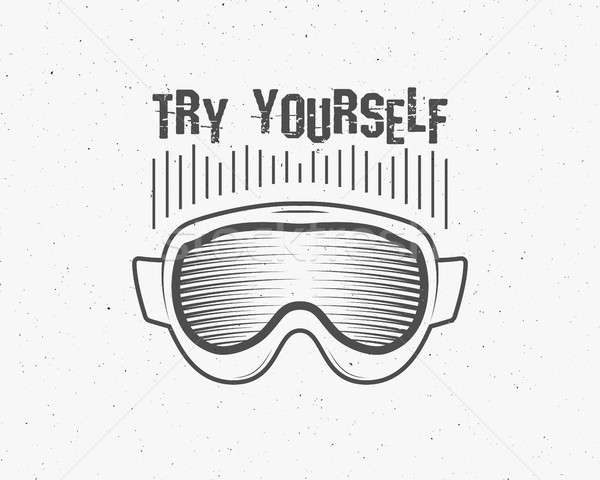 Snowboarding isolated goggles icon, motivational text, snowboard vector mask, protective equipment.  Stock photo © JeksonGraphics