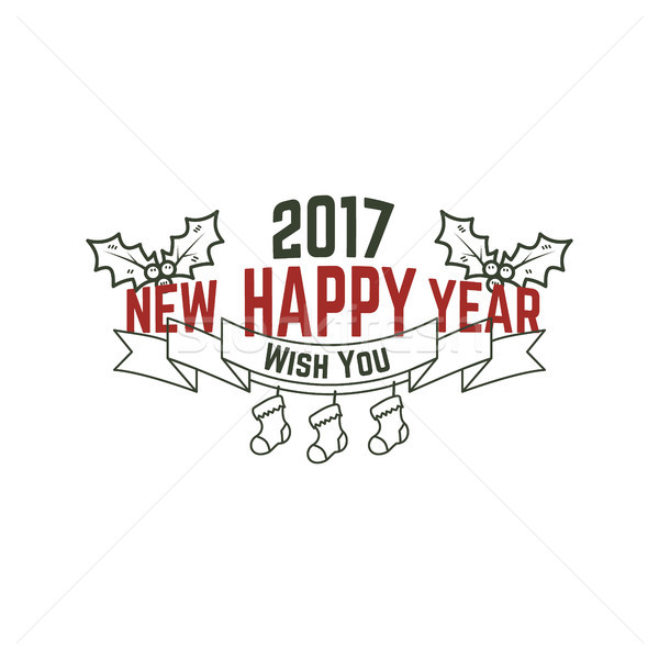 Happy New Year 2017 typography wish sign. Vector illustration of Christmas calligraphy label. Use fo Stock photo © JeksonGraphics