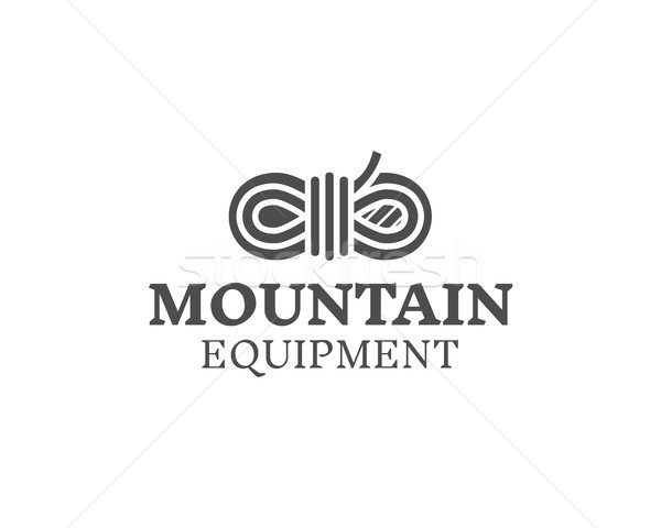 Stock photo: Mountain equipment badge, outdoors logo, emblem and label. Explorer concept, monochrome design. Best