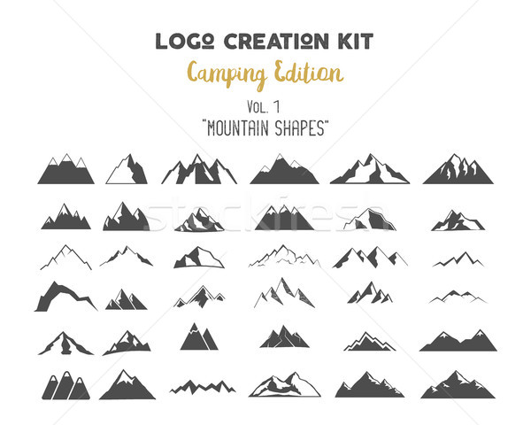 Logo schepping uitrusting camping ingesteld berg Stockfoto © JeksonGraphics