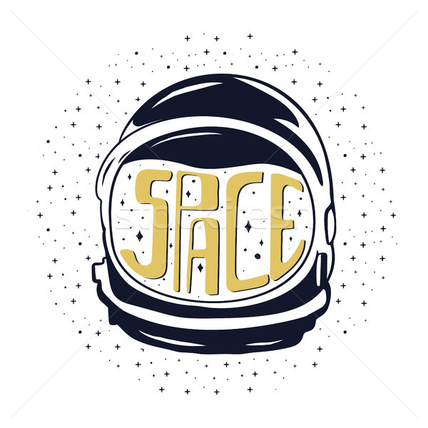 Vintage dessinés à la main astronaute casque espace Voyage [[stock_photo]] © JeksonGraphics