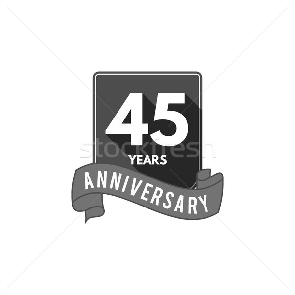 45 years Anniversary badge, sign and emblem with ribbon and typography elements. Flat monochrome des Stock photo © JeksonGraphics