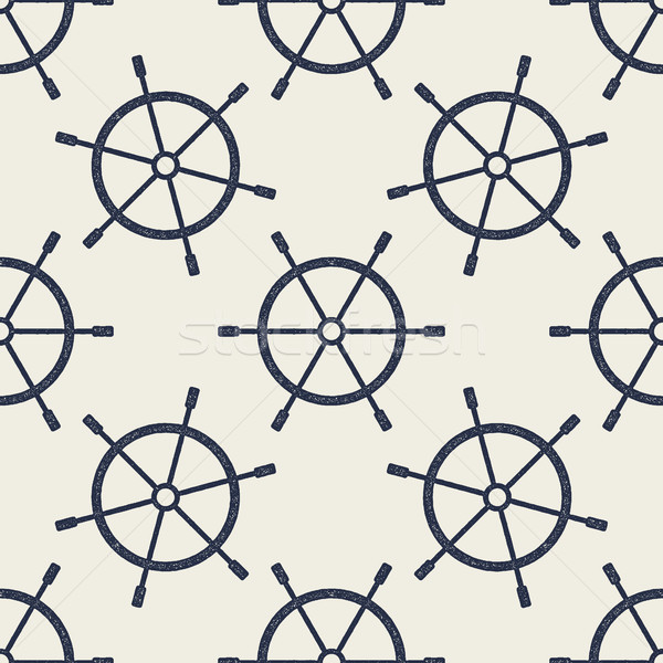 Seamless pattern with hand drawn steering wheels. Retro nautical wallpaper design. Vintage effect ba Stock photo © JeksonGraphics