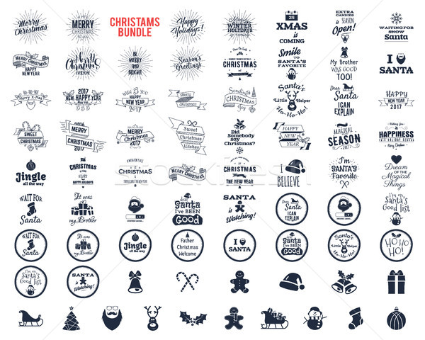 Grand Noël typographie drôle badges [[stock_photo]] © JeksonGraphics