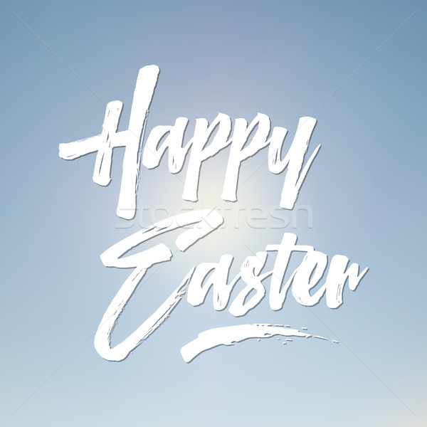 Easter sign - Happy Easter. Easter wish overlay, lettering label design. Retro holiday badge. Hand l Stock photo © JeksonGraphics