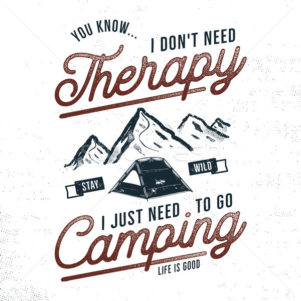 Vintage hand drawn camping t shirt design. Wanderlust, thematic tee graphics. Typography poster with Stock photo © JeksonGraphics