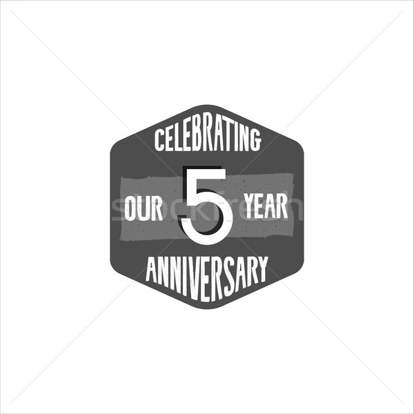 Celebrating 5 year anniversary badge, sign and emblem in retro color style. Easy to edit and use you Stock photo © JeksonGraphics