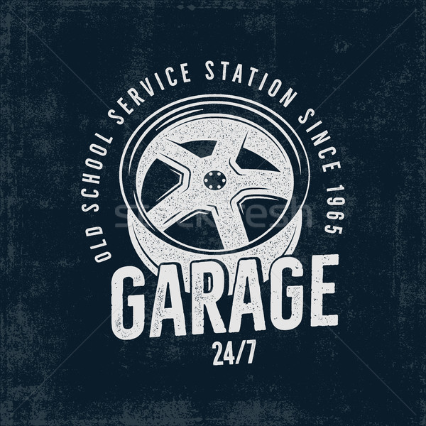 Garage Old School Service Station Label Vintage Tee Design