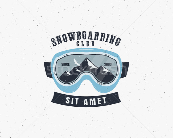 Zdjęcia stock: Snowboardzie · okulary · ochronne · ekstremalnych · logo · etykiety · szablon