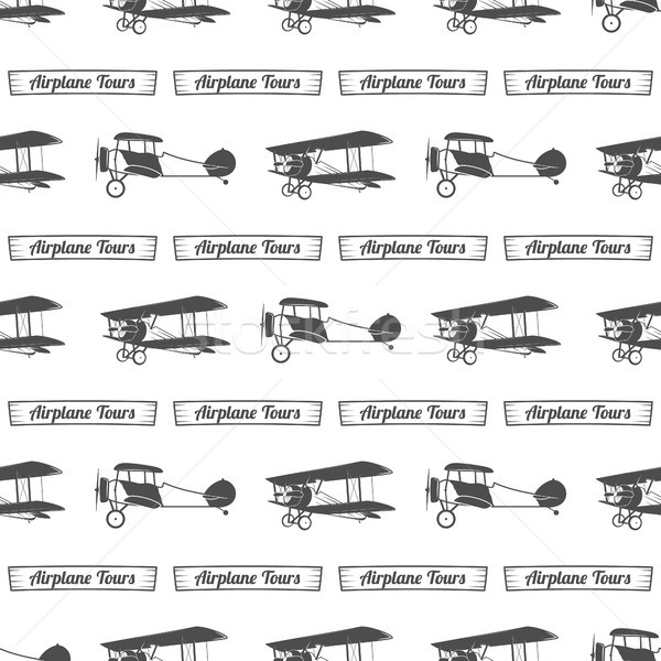 ストックフォト: ヴィンテージ · 飛行機 · ツアー · パターン · 古い · シームレス